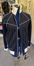 Valentino Blue Zip White Pinstripes Luxury Blazer Coat Jacket Size 42