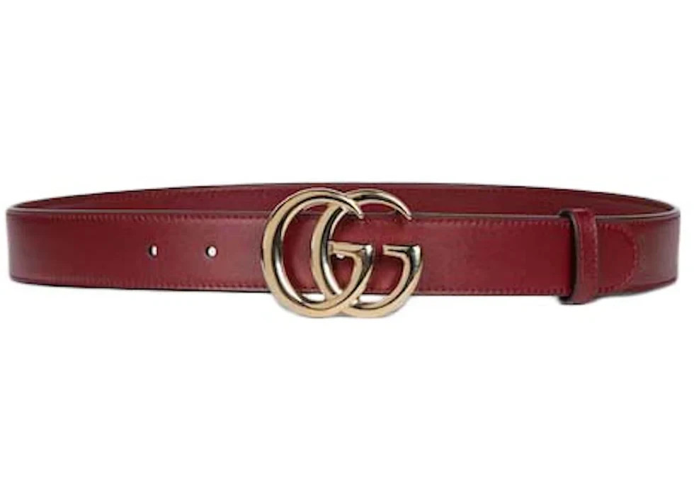 Vintage Gucci Marmont Thin Belt in Rosso Ancora Leather Size 85/34 Fast Shipping