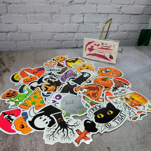 Halloween Sticker Pack and Temporary Tattoos Spooky Party Favors Decals Lot