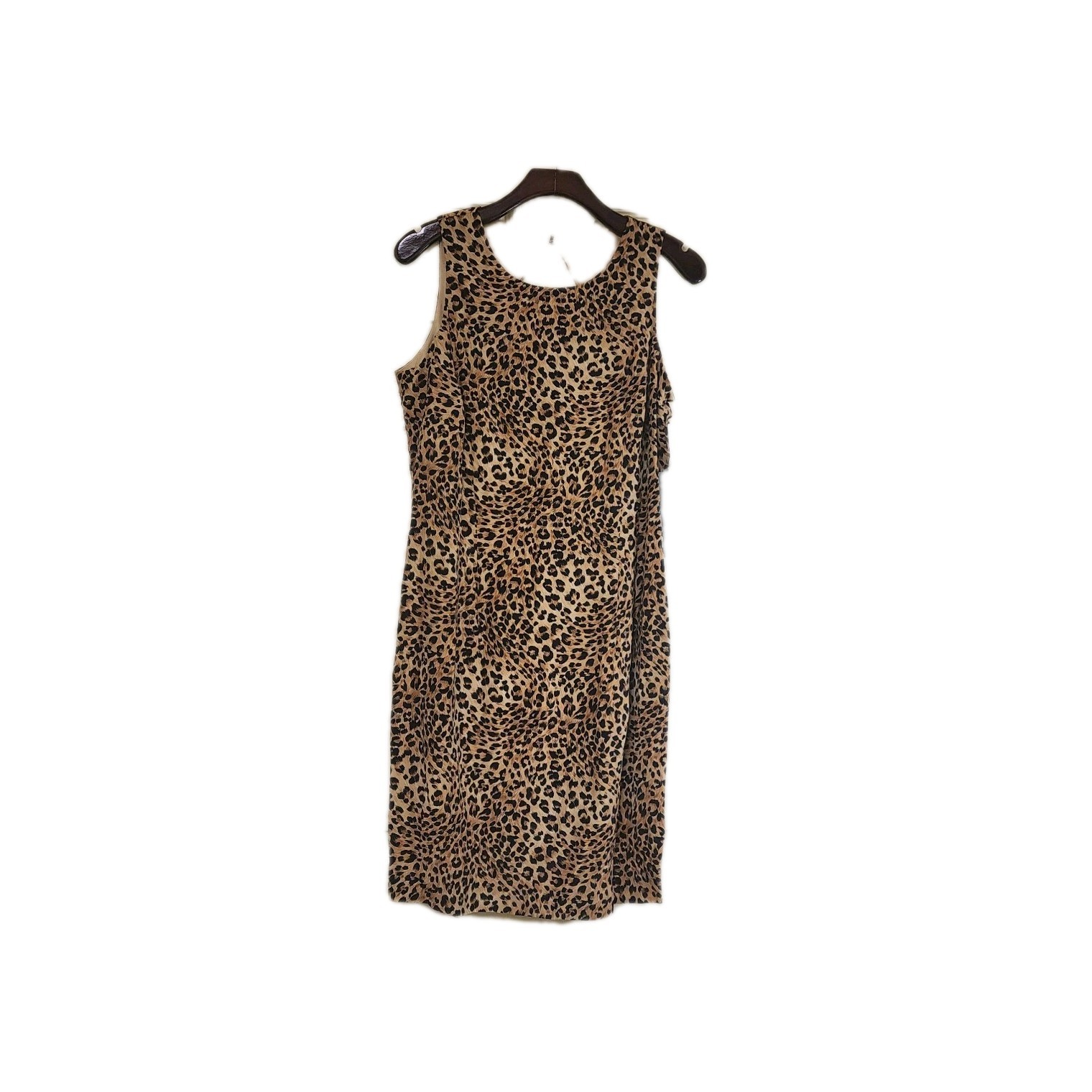 Rare Vintage 90's NOS Maggy London Brown Leopard Print Dress 100 percent Silk Size 12