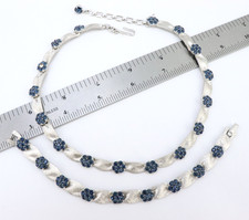 VTG Crown Trifari Alfred Philippe Rhinestone Choker Necklace Bracelet Set Flower