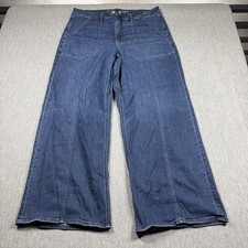 American Eagle Jeans Womens 18 Dark Wash Super High-Rise Baggy Wide Leg Stretch