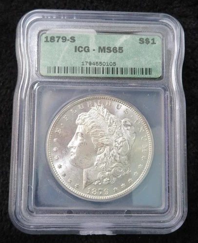 1879-S Morgan Silver Dollar * ICG Graded MS65 * Beautiful Coin * Hurt Slab