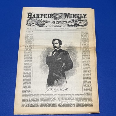 1865 HARPER S WEEKLY NEWSPAPER ~ LINCOLN ASSASSINATION ~ JOHN WILKES BOOTH 