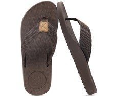 Comfortable Men's Flip Flops with Arch Support Thong Sandals Size 11 Brown