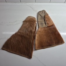 Vintage Old Antique Cowhide Horse Leather Gloves Chopper Mittens Motorcycle