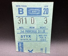 STYX  CONCERT TICKET STUB, MADISON SQUARE GARDEN, FEB. 6 1980