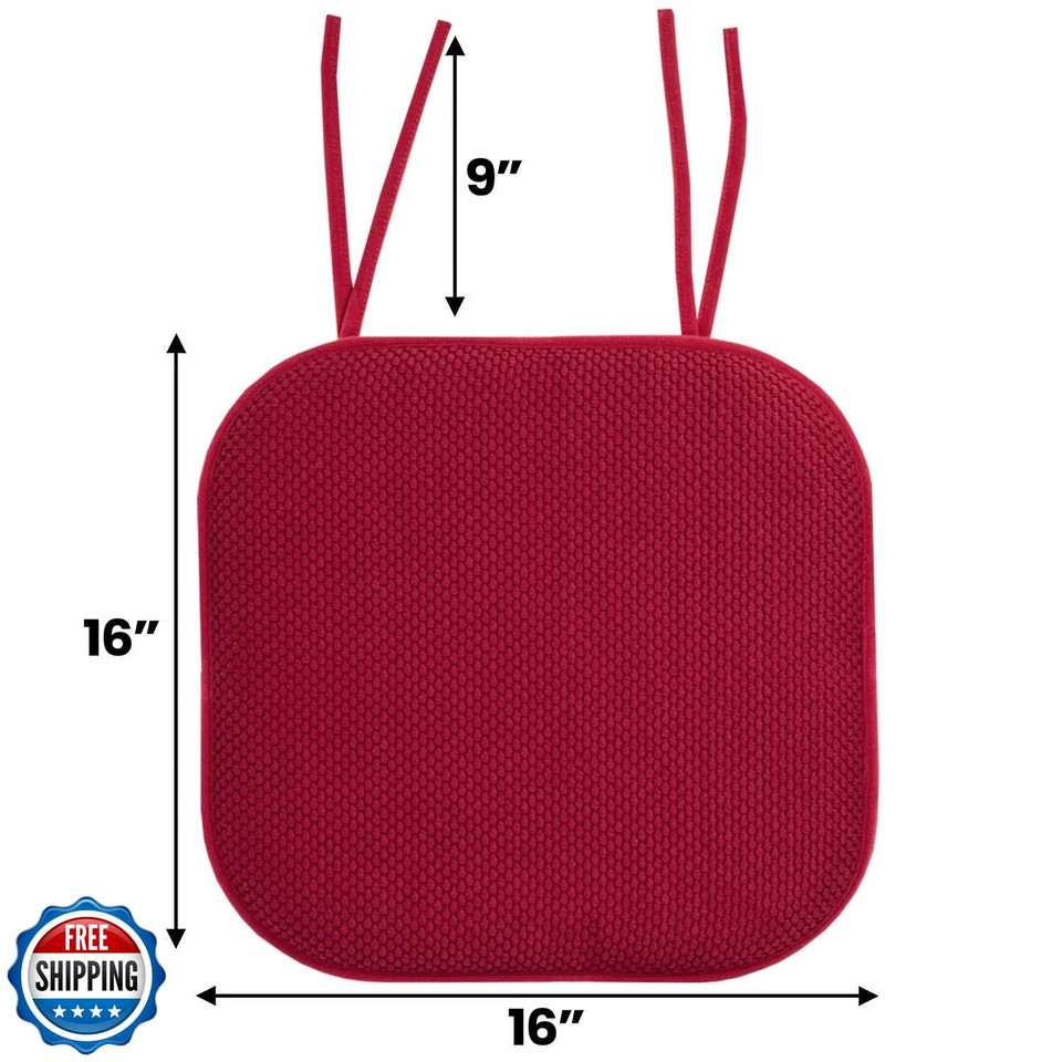 Sweet Home Collection Chair Cushion Memory Foam Pads with Ties Ho - Image 3 of 4