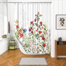Wildflower Floral Double Sided Shower Curtain for Bathroom Retro Watercolor Bota