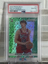 2024 Prizm Deca Matas Buzelis Green Shimmer /12 PSA 10 Rookie Chicago Bulls 