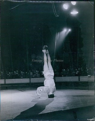 Circus Acrobat Delights Audience By Balancing Ball Event Vintage Photo 8x10