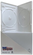 USDISC DVD Cases Standard 14mm Premium, Double 2 Disc White Lot