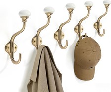 Coat Hooks - 5 Pack Champagne Bronze Towel Hooks Robe Hooks Decorative Wall