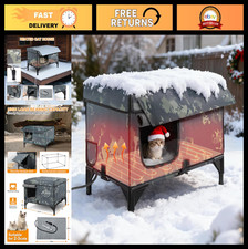 Heated Outdoor Cat House with Remote Control, Insulated Pet Shelter, Waterproof