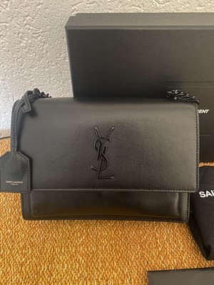 YSL Yves Saint Laurent Sunset Medium Handtasche schwarz wie neu NP 2350 