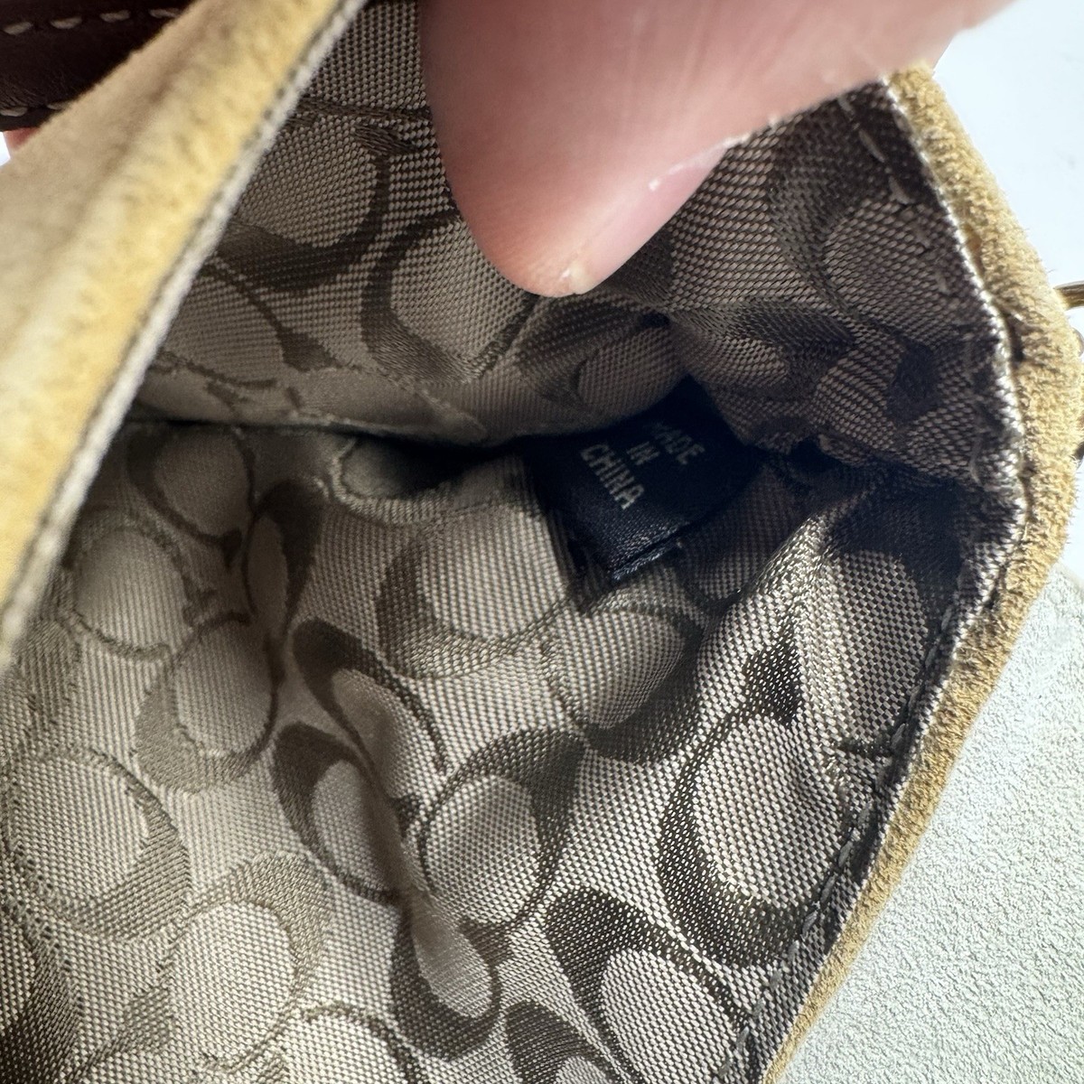 COACH SOHO Suede Signature Wristlet Studded Buckle Flap With