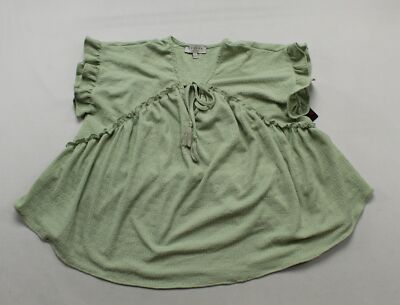 Hayden Los Angeles Women's Tie-Front V-Neck S/S Top LV5 Green Small NWT