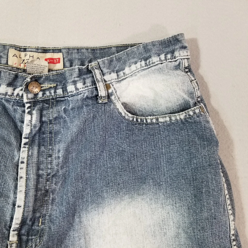 Alpha 17 A-17 Jeans Hombre 38x32 Suelto Suelto Recto Azul Denim Pantalones Y2K Foto 4 de 4