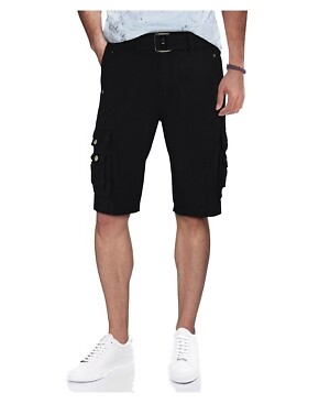 X-Ray Men's Belted Snap Detail Cargo Shorts Size 36 Black