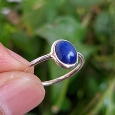 925 Sterling Silver Lapis Lazuli Oval Shape Handmade Cabochon Jewelry