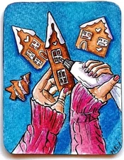 Christmas Cookies Baking Watercolor Original Art/Gift ,Refrigerator Magnet