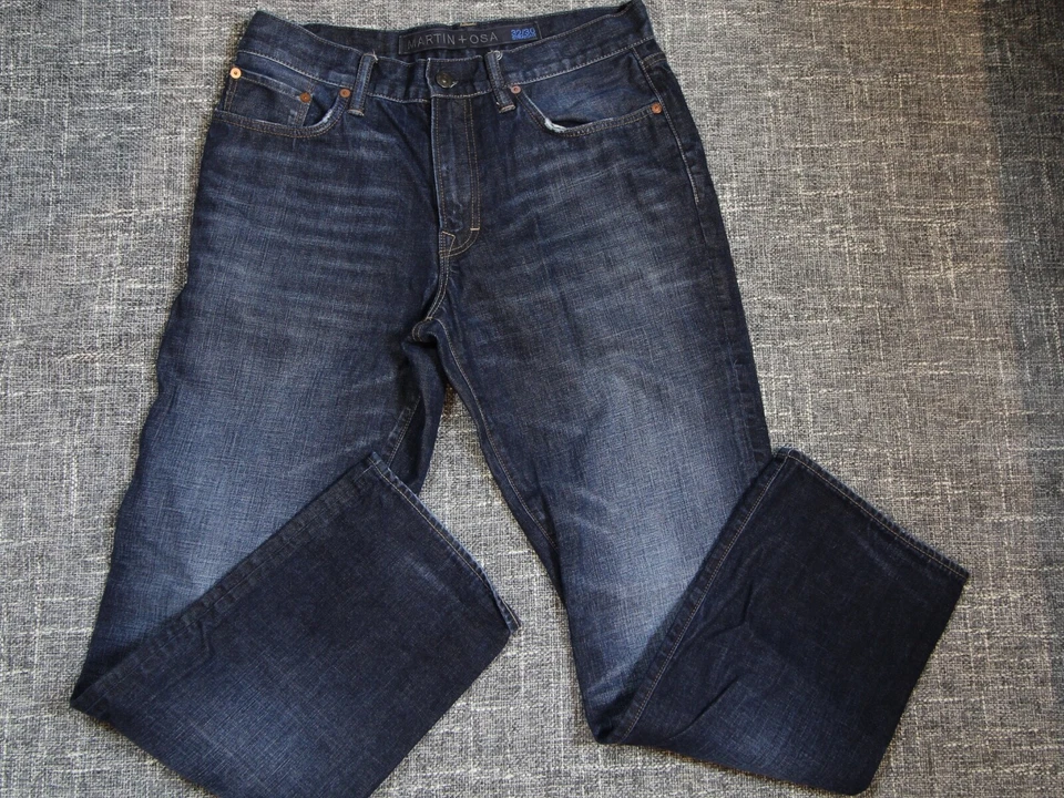 Hombre MARTIN + OSA Vaqueros Rectos Denim Oscuro Azul Oscuro, Pantalón Talla 32 X 30 Foto 3 de 4