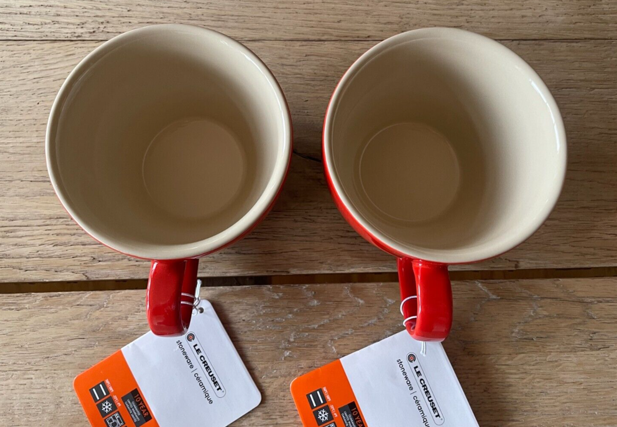 Le Creuset Stoneware Set of 2 Giant Cappuccino Bistro Mug 14 oz 