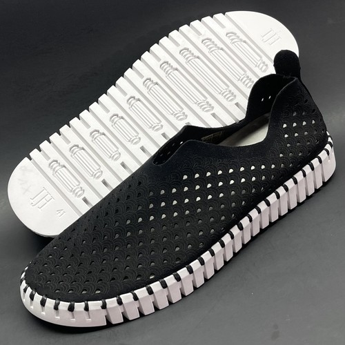 ILSE JACOBSEN Tulip 139 Black Perforated Slip On Loafer Sneaker Flat Shoes 41