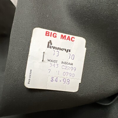 Vintage 60s Penneys Big Mac Oxhide Cloth Workwear Pants Mens 33x30