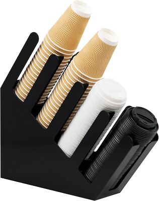 Cup and Lid Dispenser, Countertop Org, Coffee Bar, 4''L x 18''W x 16''H, Black