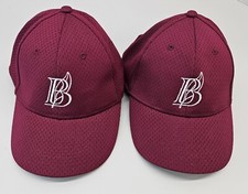 2 Youth Baseball Hat Cap B Logo Maroon B With Leaf Pair Set Adjustable Strapback
