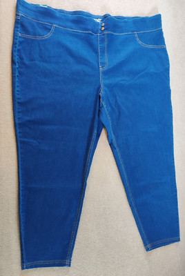 Terra & Sky Solid Blue Pull on Skinny Jegging Pants Womans Plus 5X 32W 34W NEW