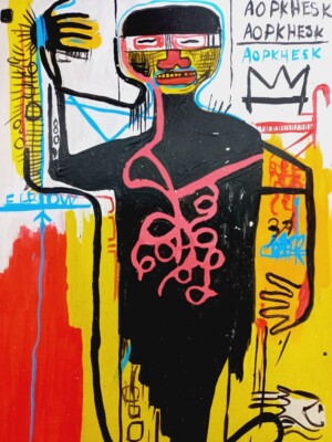 アート・デザイン・音楽 JEAN-MICHEL BASQUIAT DRAWINGS Jean-Michel Basquiat (Handmade) Mixed Media Paper Drawing Signed