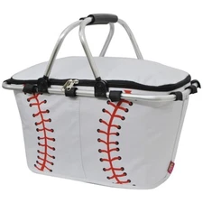 White Baseball Insulated Market Picnic Basket NGIL SKB658-BLK Brand New