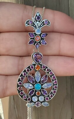 Nicky Butler Anhänger Verstärker Halskette 925 Sterlingsilber Amethyst Designer Neu mit Etikett
