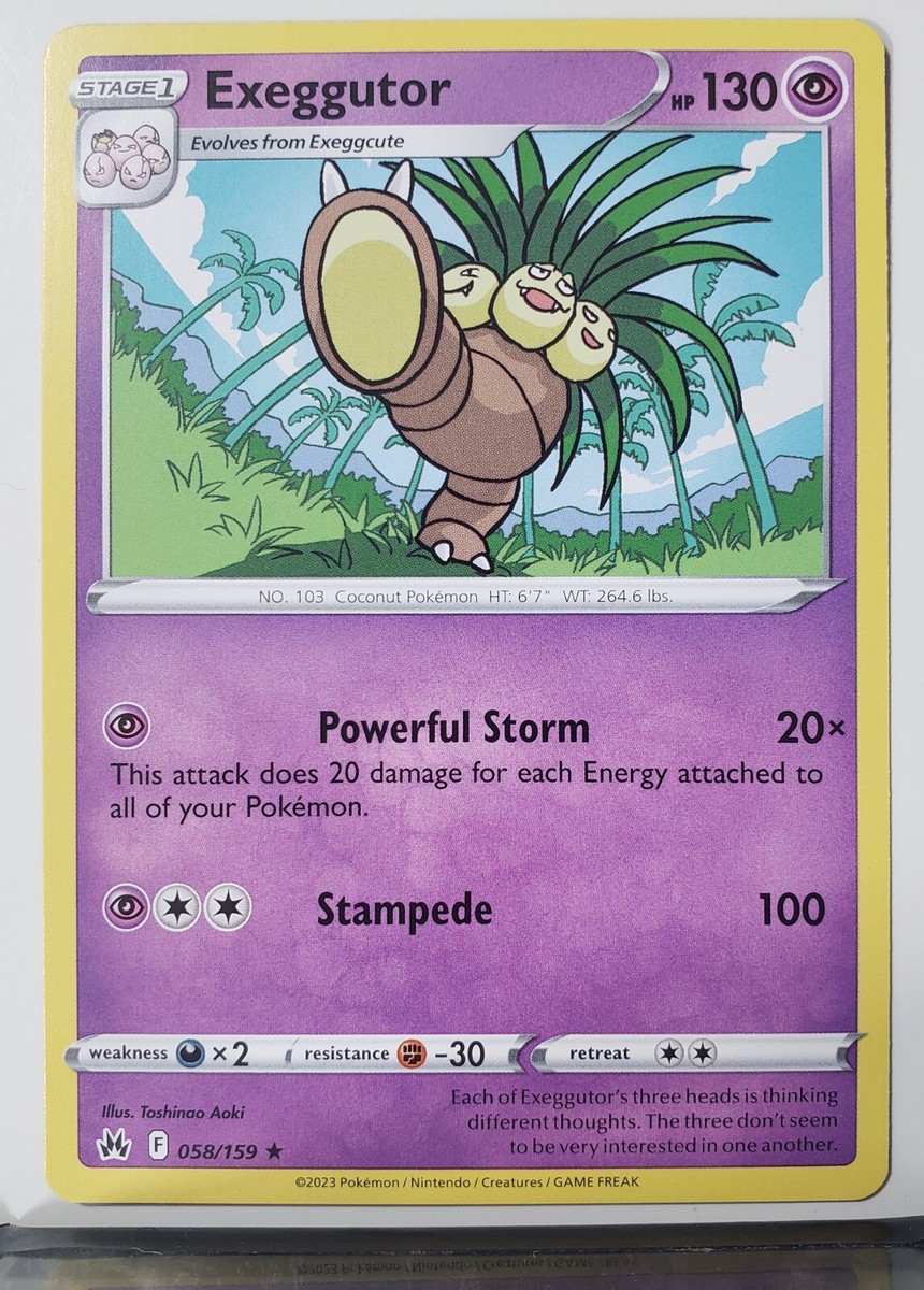 ポケモンカードe ☆マーク Exeggutor 058/159 - NM / M - Rare Crown Zenith Pokemon Card $2