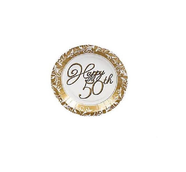 50th Anniversary Birthday Dessert Plates Happy 50th Party Tableware