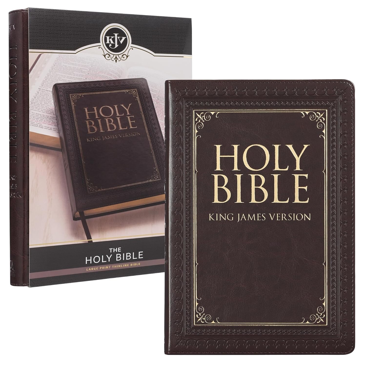 KJV Large Print Thumb Index Brown Full Size Bible Brand New in Shrink Wrap