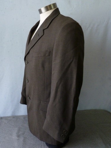 KENNETH COLE NY Vtg Brown Wool Sport Coat Jacket Blazer~USA Made~Logo Buttons 40 - Picture 4 of 12