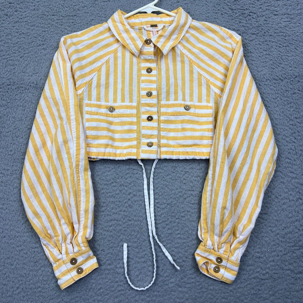 yellow and white striped crop top