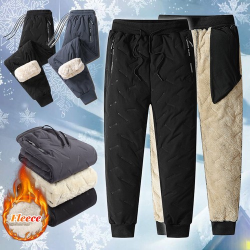 Men Fleece Lined Waterproof Thermal Trousers Athletic Joggers Winter