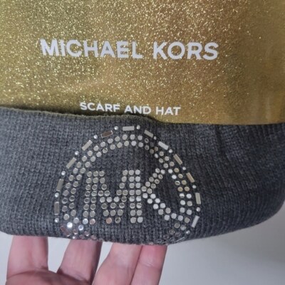 NEW! MICHAEL KORS Embellished Bling Hat & Scarf 2pc. Gift  display picture 1