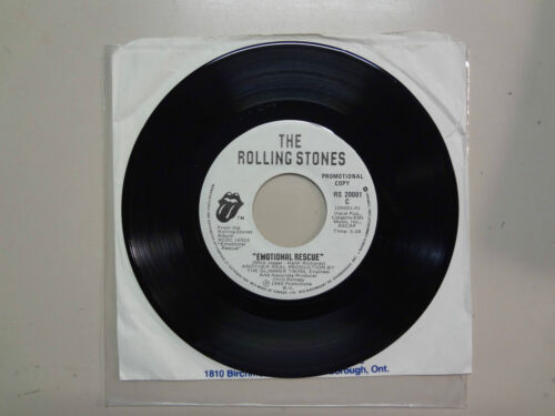 ROLLING STONES:Emotional Rescue 5:38-Down In The Hole 3:55-Canada 7" 80 DJ Label - Picture 1 of 2