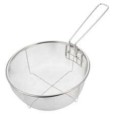 Stainless Steel Deep Fry Basket, Round Wire Mesh Frying Basket with with Deta...