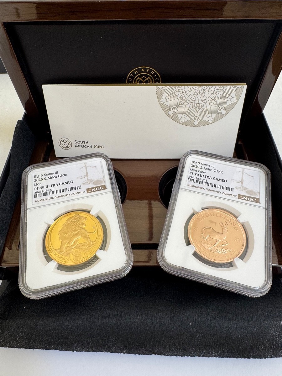 レア総額19.5万円 フソウドリーム 健二郎K-SKY 3U.5UW 2本セット 2025 South Africa 2-Coin Gold Krugerrand & Lion Proof Set NGC PF