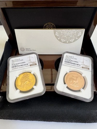 2025 South Africa 2-Coin Gold Krugerrand & Lion Proof Set NGC PF-70 / PF-69 UCAM
