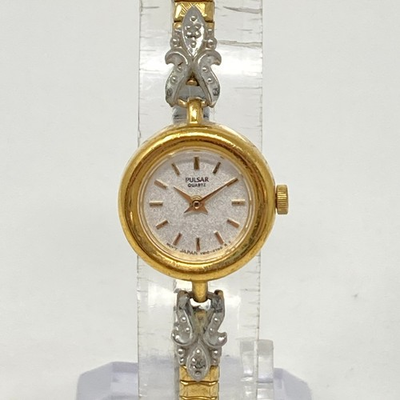 #ad #ad Vtg Pulsar Womens Watch 23mm Gold Tone Stretch Band V810 0960 New Battery 6.25quot; $29.99