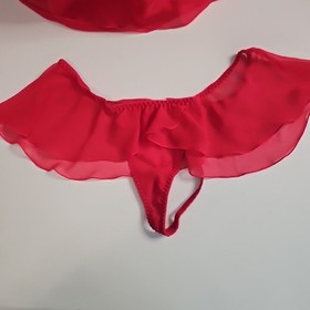Victoria&rsquo;s Secret Vintage Bow Red Babydoll Lingerie 36D & Flutter Panty Size M/L