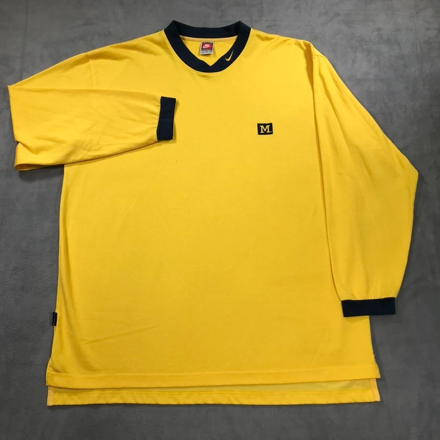 Vintage Michigan Wolverines Nike Shirt Mens 2XL XXL Yellow 90s
