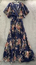 NEW Baltic Born Maxi Dress Womens Large Floral Navy Blue